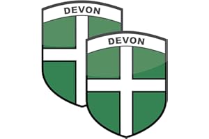STIKA.CO Pack of 2 Devon County Flags - Self-Adhesive Vinyl Stickers - 87x66mm - Car, Van, Truck Bumper Sticker - White Vinyl Flags
