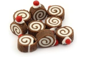 MyTinyWorld 7 x Dolls House Miniature Cherry Topped Chocolate Roulades