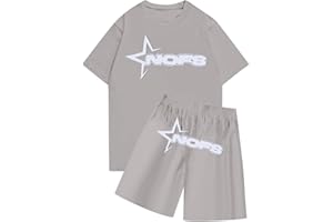 BFTHWY NOFS Anzug Kinder Y2K Jogginganzug 2 Teilig Sommerzeit Leichte Trainingsanzug Sportanzug Tracksuit Unisex Jogging Anzug Set mit Kurze Ärmel und Kurze Hosen NOFS Tracksuit Kinder