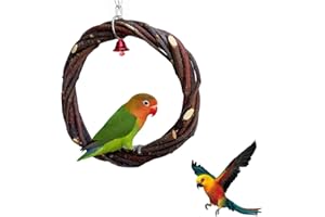 CAIYUANGJ WDDA Holz Wellensittich Toys, Vogelkäfig Hängematte Schaukel Spielzeug Zum, Vogelsitzstangen für Papageien, Vögel Naturholz, Mit Glocken, für Sittiche Nymphensittiche, Aras, Papageien
