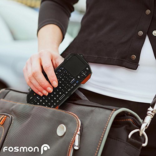 Fosmon Mini drahtlose Bluetooth-Tastatur mit Touchpad, Portable Leichtbau mini drahtloser keyboard Controller für Apple iPhone 7/6s/6s Plus/SE/5S, Samsung Galaxy S7/S7 Edge Android / Windows Smartphones, Tablette, PS3 / PS4, Laptop, Notebook und andere (Schwarz / Orange) - 5