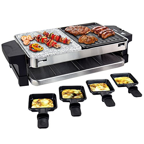 Syntrox Germany Edelstahl Design Raclette Bern mit Grill und Heißer Stein für 8 Personen - 5