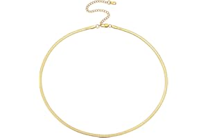 FOCALOOK Collar Mujer Cadena Plana Serpiente Acero Inoxidable 316L Choker Collar Serpiente Fino 3MM / 5MM 32CM / 38CM / 46CM Joyería Básica Cuello