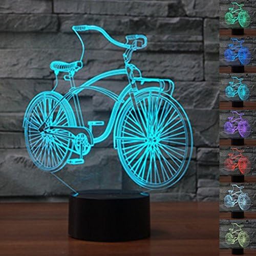 HPBN8 Ltd 3D Bicycle Night Light USB Touch Switch Decor Table Desk Optical Illusion Lamps 7 Color Changing Lights LED Table Lamp Xmas Home Love Brithday Children Kids Decor Toy Gift