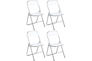 Gremium Set 4 Sedie Pieghevoli Con Cuscino In Ecopelle A Doppia Imbottitura, Seduta Ergonomica E Struttura Richiudibile Salvaspazio In Acciaio Inossidabile