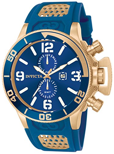 Invicta Men's Quartz Watch with Blue Dial Chronograph Display and Blue PU Strap 10505