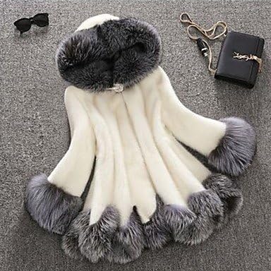 CU@EY Women Faux Fur Top , Lined Mink fur coat female fox fur hooded cultivate one's morality in the long coat Plus size