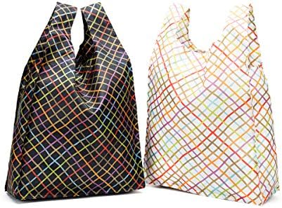 LANZHD Set of 2 Reusable Grocery Shopping Bags Loading Foldable &amp; Reusable Bag Ripstop Thick Nylon for Shopping Travel Outdoor
