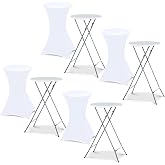 IDMarket - Set of 4 105 cm high folding tables and 4 white covers