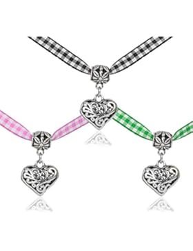 iDora Halsband mit Herz, Trachtenschmuck für Damen, Halskette für Oktoberfest