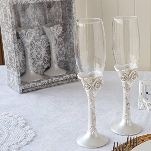 Juego dos copas flor rosa, 24 cm.