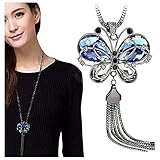 Shining Diva Fashion Jewellery Butterfly Pendent for Girls with Long Chain Pendant Party Necklace for Women & Girls(Blue)(9275np)