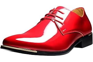zpllsbratos Derby Chaussures de Ville à Lacets Cuir Vernis Homme Oxford Bout Pointu Business Mariage 38-48