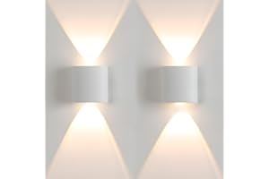 Gebiuhoo Lampada da Parete Interno 2 Pezzi 4W Bianco Caldo 3000K Alluminio Lampada a Muro Moderno Up Down Applique da Parete Lampade da Parete Decorative per Corridoio Soggiorno Camera da Letto