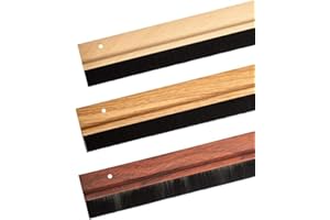 EDELSTAHLMARKENSHOP Türbodendichtung Bürstendichtung in 3 Holzfarben zum Schrauben oder Kleben auswählbar (Mit Klebeband, Dunkelbraun)