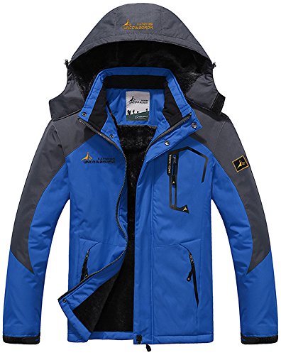 Mochoose Hombre Al Aire Libre Montaña Impermeable Windbreaker Lana Nieve del Esquí Chaqueta con Capucha Ropa Deportiva Impermeable Camping Pesca Caza de Trabajo Chaqueta(Azul Zafiro,M)