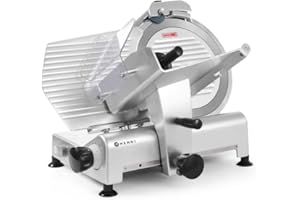 HENDI Trancheuse électrique, multi-usages, pour jambons, saucissons, viandes, Profi Line 300, lame Ø: 300mm, épaisseur de tranche (0-14mm), 220-240V, 420W, 602x573x(H)456mm, argent, aluminium, inox