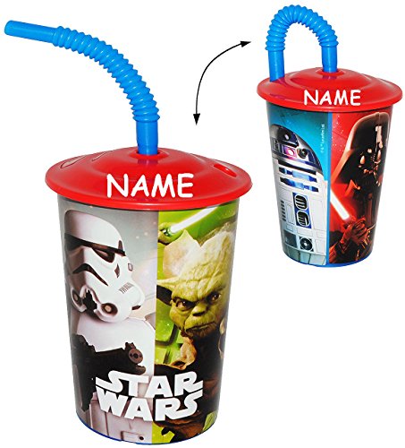 Trinkbecher mit Strohhalm – “ Star Wars “ – für Kinder Kunststoff – Becher – Deckel & mit Insekten Schutz – Sommer Bienen / Trinkhalmbecher – Kunststoffbecher – Trinkglas Saftbecher Strohhalmbecher – Starwars – Anakin Skywalker – Jedi / Yoda – R2 D2 – Stormtrooper - 3