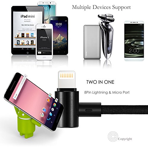Magnetische Lightning Kabel & #-; vimvip 2 in 1 [90 Grad abgewinkelter] iPhone 7 Lightning & Micro-USB Ladegerät Leinen geflochten Datenübertragung Magnetische Ladekabel Laden Kabel – Kompatibel mit iPhone 7 Plus/6 S/6 und Android-Telefone - 4