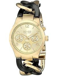 SO & CO New York 5013.1 - Reloj de cuarzo para mujeres, negro y dorado