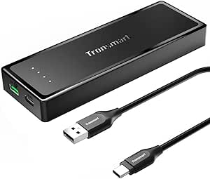 Tronsmart Presto 12000 mAh Quick Charge + USB-C USB 3.0 2-Port External Battery Charger For LG Nexus 5/6P, G5 Relief with Cell atl-made as the iPhone, samsung galaxy S7 and more, Black