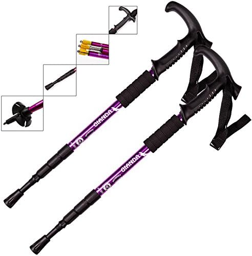 1 Pair of Telescopic Walking Poles with Ergonomic Handle and Adjustable Hand Strap Walking Poles Height-Adjustable, Anti-shock Telescopic Aluminium Poles 50 – 135 cm for Mountaineering, Walking, Hiking, Trekking, Ski, purple