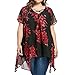 Produktbild Lurcardo Damen Shirts T-Shirt Blusen Sommer Sexy Chiffon Übergröße Blumenmuster Tuniken Mode Tops Kurzarm Kurze Ärmel Lässiges Lose Bluse Oberteil Frauen Teenager Mädchen Hemd Pulli Pullover Tee