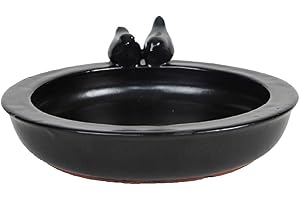 Esschert Design Abreuvoir rond anthracite pour oiseaux