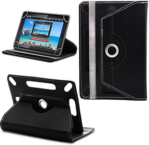 Hipstreet Pilot 10 Inch Tablet Case New Design TAN Universal 360 degree Rotating PU Leather Designer Colourful Stand Case Cover - Plain Black by Gadget Giant®