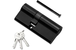 Bwintech 70 mm (30/40) Cerradura de cilindro Euro negra, cerradura de cilindro de puerta, llave/llave con 3 llaves estándar, antirrobo, antigolpes, antitaladro