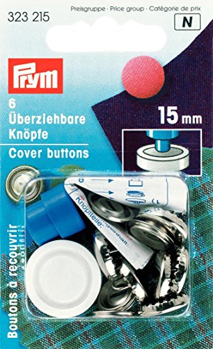 Prym 323215 Überziehbare Knöpfe MS 15 mm, 6 Stück, VE 5, silberfarbig
