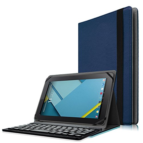 Fintie Deutsche Tastatur Keyboard Hülle Case für Universales 9-10 Zoll Android Tablet, Hochwertiges Kunstleder Folio Tasche Schutzhülle Cover mit Deutsche Abnehmbare Bluetooth-Tastatur für Samsung Galaxy Tab 3 10.1 / Galaxy Note 10.1 2014 Edition, Medion Lifetab X10302 X10301, ACEPAD A96 10 Zoll (9.6"), Artizlee 10 Zoll (10.1") Tablet, ACEPAD A101 / A121, XIDO Z120 / X111 / X110 10.1", Lenovo TAB 2 A10-70 / A10-30, Lenovo ab 3 10 Plus und Andere Android Tablet PC, Marineblau
