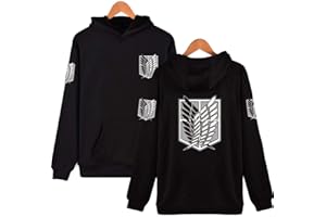 nuannuan 3D Impression Anime Attaque sur Titan Eren Jäger Sweat Garçon Fille À Capuche Cosplay Scout Régiment À Capuche Décontracté XXS-4XL
