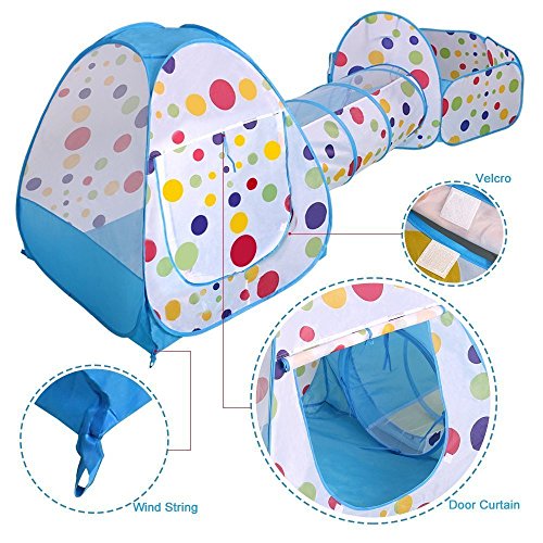 Travel Dream Foldable Kids Toddler Pop Up Play Tent with Tunnel and Ball Pit with Zippered Storage Bag For Kids Indoor Outdoor Playhouse Children Play Gaming Toys