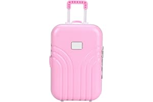FILFEEL Baby Suitcase Toy - 15.5 x 10.5 x 7cm, Cute Plastic Rolling Suitcase Mini Luggage Box - Rounded, No Burr Pink
