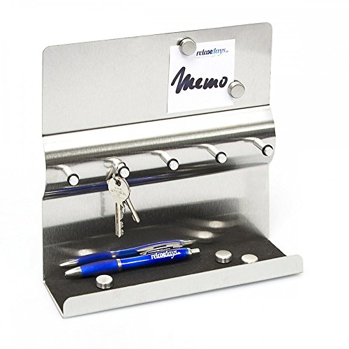 Edelstahl Schlüsselbrett mit Magnetwand + Magnete Schlüsselleiste mit Magnettafel Schlüssel-und Memoboar Schlüsselbrett - 2