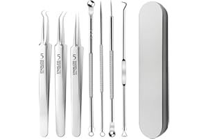 DLPRK 7 sztuk Profesjonalny zestaw do usuwania zaskórników ze stali nierdzewnej, zestaw do usuwania zaskórników ze stali nierdzewnej, zestaw do usuwania zaskórników dla mężczyzn, kobiet, odkurzacza