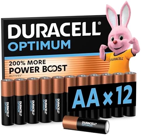 DURACELL Optimum AA Batterie (Confezione da 12​) – Batterie Alcaline da 1,5 V – 200% Più Attivi Power Boost – Soddisfano le Esigenze dei Dispositivi Moderni – 100% Riciclabili – MX1500