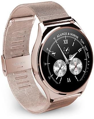 ZNSB Smart Watch 9.8mm Thin Metal Round Smartwatch Heart Rate Sync Call Push Message Relogio for Iphone IOS Samsung Android , gold