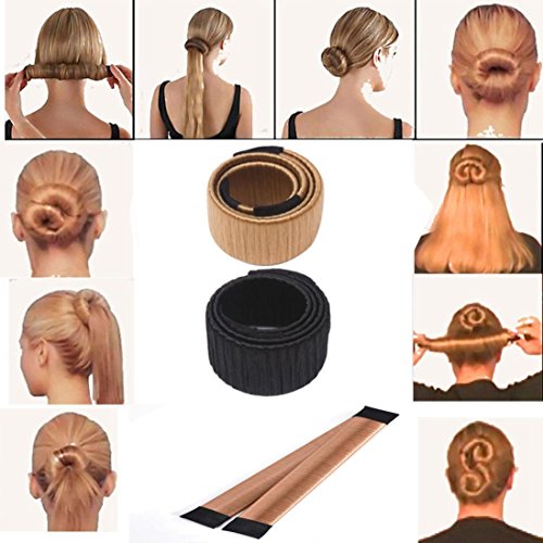 Coolster Damen Haarstyling DIY Tool Donut Hair Bun Maker & Fashion Haare Dutt Styling Werkzeug Haarknoten Frisurenhilfe -Gelb