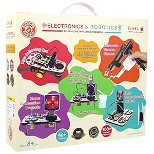 ButterflyEdufields 40in1 Jumbo Electronics & Robotics kit - 100+ Parts Sensor kit stem Projects for 8 Years+ Boys Girls - Easy Plug & Play DIY Robot kit with no Coding - Made in India