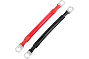 JatilEr 2 Stück Batteriekabel 15cm, 35mm²/2AWG Batterie Kabel 12V Batterie Anschlusskabel mit M10 Ringklemmen, Auto Starthilfekabel Kupfer, Massekabel, Kupferkabel für Auto KFZ LKW Motorrad Solar