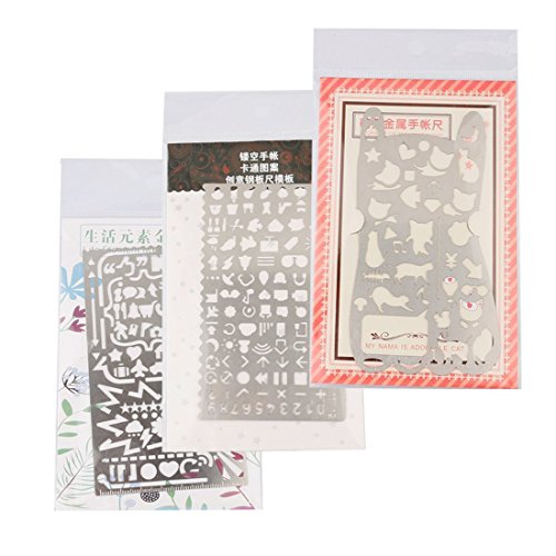 A-szcxtop Multifunktionale Zeichnungsvorlage Lineal, Malerei Graffiti, Creative Hand Zählen Grafiken Schablonen für Büro, Diary (3 PCS) - 7