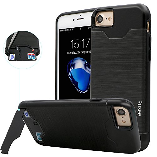 iPhone 7 Case, iPhone 8 Case,Rusee Dual Layer Advanced Shock Absorption Rugged Hybrid Cover Protective Case with Card Slot Holder and Kickstand Wallet Case Heavy Duty Bumper Case for iPhone 7,iPhone 8