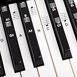 Klavier + Keyboard Noten-Aufkleber für 49 | 61 | 76 | 88 Tasten + Gratis Ebook | Premium Piano Sticker Komplettsatz für schwarze + weisse Tasten | C-D-E-F-G-A-H | einfache Anleitung auf Deutsch