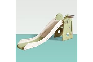 MOCUTEEN Toboggan d'intérieur pour enfant de 123 ans - Pliable - 2 en 1 - Avec panier de basket - Long toboggan pliable - Pour jardin