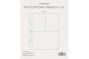 Craftelier - Fundas Transparentes con 3 Bolsillos para Álbumes de Fotos Personalizados | Incluye 10 Fundas de 6" x 8" (15,24 x 20,32 cm) | Compatibles con Álbumes 2 Anillas Europeas y Americanas