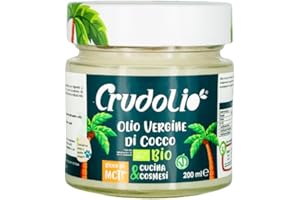 CRUDOLIO - Olio Di Cocco Vergine Bio 200ml. | Spremuto a freddo | Crudo, puro e 100% naturale | Keto | Vegan | MCT