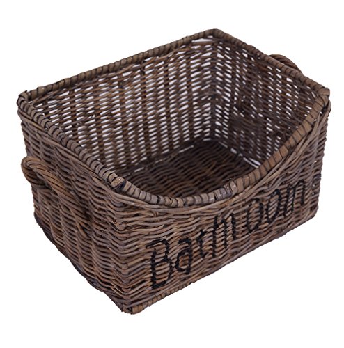 Aufbewahrungsbox "Bathroom" Korb Deko Badezimmeraccessoire ca. 24 x 18 cm Rattan