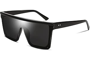 FEISEDY Gafas de Sol Hombre Cuadradas de Lente Siamés de Moda UV400 Gafas de Sol Grandes con Tapa Plana para Hombre y Mujer B2470